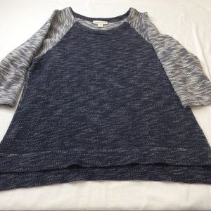 COLDWATER CREEK 100% COTTON WOMEN’S 3/4 SLEEVE TOP SIZE: LARGE/NAVY AND WHITE